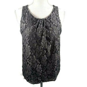 The Limited Outback Red Lace Top Small Gray Sleeveless Layered Gathered
